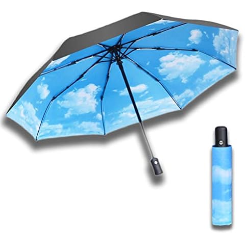Maibar Travel Umbrella Waterproof Sun Umbrellas UV Parasols for Women (Blue sky) Cover
