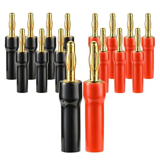 Beznaka Gold Plated 4mm Screw Type Banana Plugs 18-12 AWG (8 Pairs/16 Pcs)