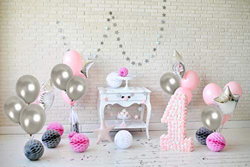 Treasures Gifted Metallic Silver Balloons - Helium Pearl Gray Balloons - 12 Inch Silver Metallic Balloons, Bulk Pack - Grey Metallic Latex Balloons - Silver Balloons 72 Pack Metallic Bulk Balloons #TOP3
