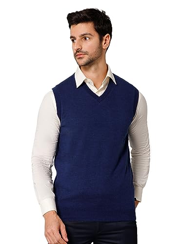 Image of Cantabil Solid Reversible V Neck Sleeveless Regular Fit Mens Casual Sweater | Casual Winter Sweater for Men | Mens Sweater for Winter Wear (P MSWT00055)