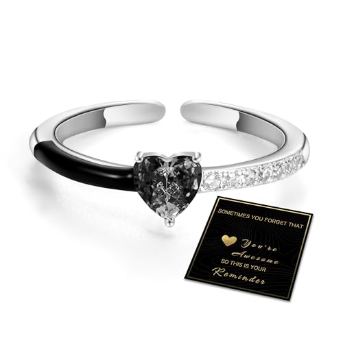Self Care Gifts for Women Engagement Rings for Women Promise Rings for Her Top 10 Birthday Gifts for Her Black Heart Ring Inspirational Engagement Gift Hope Ring