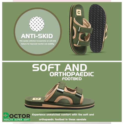 Image of DOCTOR HEALTH SUPER SOFT Stylish Cushioned Slipper for Men | Breathable | Skid Resistant | Adjustable Strap Men's Casual Slippers - Stylish, Comfortable, and Anti-Slip Footwear for Everyday Use