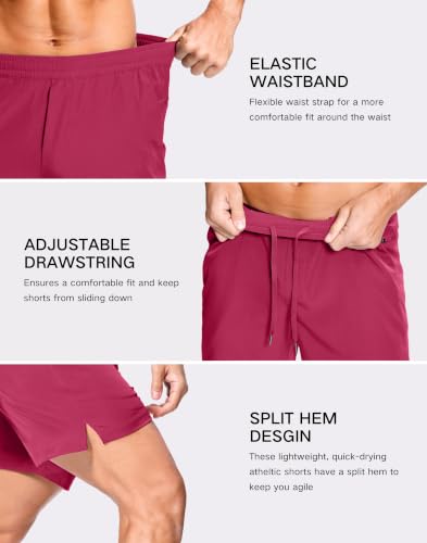 Image of GGJ Men's Lightweight Athletic Shorts with 2 Zipper Pockets 7 inch /9 inch /5 inch Gym Workout Running Quick Dry Tennis Shorts for Men