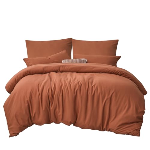 RUIKASI Bettwäsche 200x200 Orange 3teilig - Polyester Mikrofaser Bettwäsche-Sets Oeko-TEX… – Ansicht 1