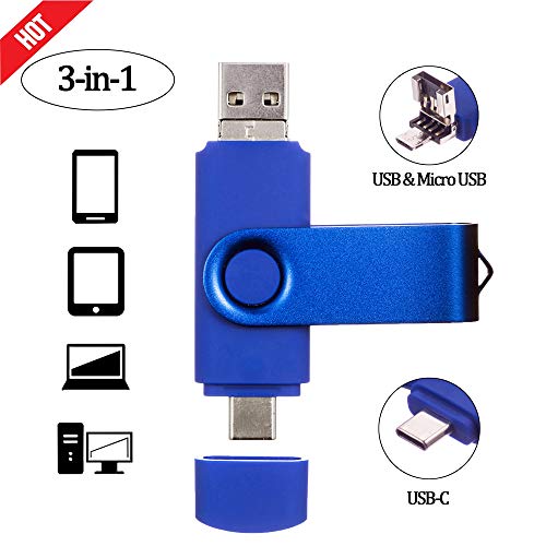 Android Flash Drive 64GB, AreTop 3-in-1 Photo Stick for Android Phones (Both Micro and Type-C) Memory Stick Type C Micro USB Thumb Drive for Android 64gb Pendrive