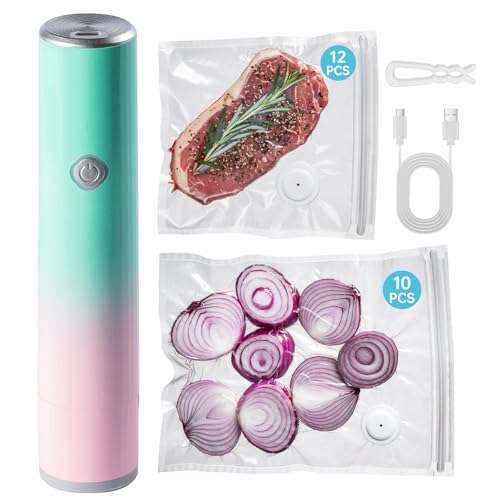 Vacuum Sealer Bags for Food, 12 PCS Reusable Sous Vide Bags BPA Free, Vacuum Zipper Bag with Universal Air Valve, Food Storage Bag for Meal Prep, Dishwasher Microwave & Freezer Safe 12 Bags