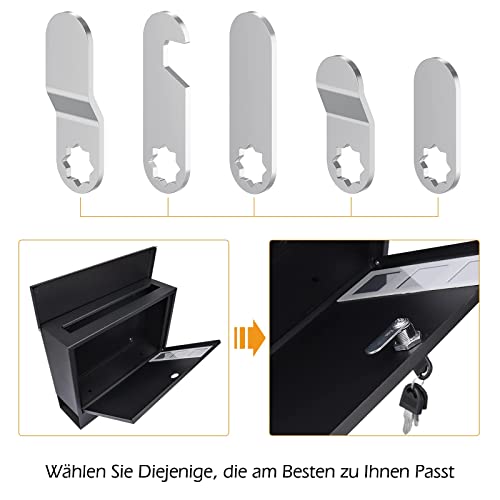 VOCIBO® Briefkastenschloss 4 Schlüssel, Kommt mit 5 Verschiedene Schlossplatten, Briefkastenschloss 16mm, Spindschloss, Durchmesser 18mm Drawer Lock, Hebelschloss für Briefkästen, Schranktüren