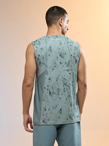 Image of TECHNOSPORT Men's Slim Fit Jacquard Crew Neck Sports Vest with Double Cool, Quick Dry for Sports, Gym & Regular use