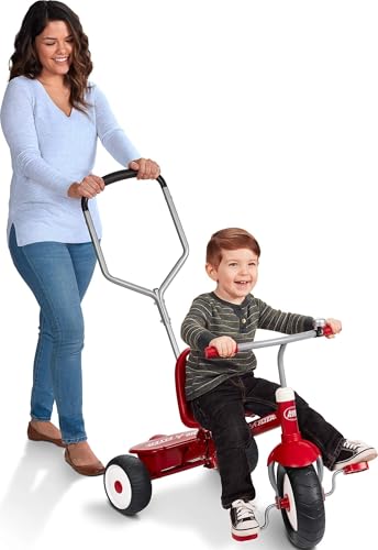 Radio Flyer Deluxe Steer & Stroll Trike, for Kids 2-5, Red...