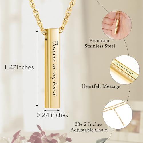 abooxiu Urn Necklace for Human Ashes Cremation Jewelry for Ashes Stainless Steel Keepsake Ashes Necklace Memorial Urn Jewelry Pendant for Women Men - Forever in my heart2