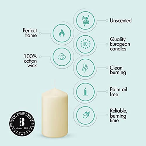 Bolsius 12 Ivory Pillar Candles Bulk - 3X6 Inches Candle Set - 70+ Hours Clean Burning - No Palm Oil - 0% Animal Fat - Premium European Quality - Unscented Dripless Eco-Friendly Party Pillars #TOP2