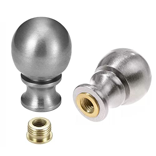 Image of Lamp Finial, 1-1 /2 Inch Oil Rubbed Bronze Steel Ball Knob Lamp Shade Finial Decoration Accessories for Tabletop Lamps or Floor Lamps (Nickel,2)