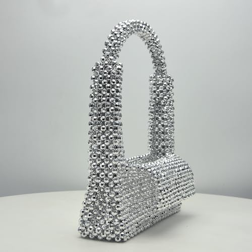 Image of Miuco Pearl Bag Clutch Purses For Women Wedding Bride Purse Sparkly Glitterl Beaded Handbag