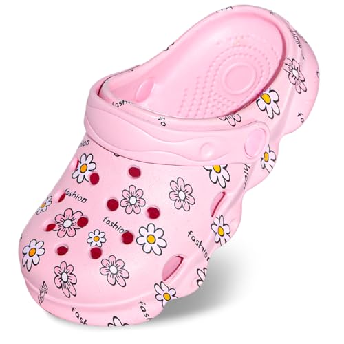 Image of Toddler Clogs for Girls Lightweight Kid Garden Clogs Breathable Slip-on Slides Sandals Slippers Children's Beach Water Shoes (xiaohua Fen, 25)