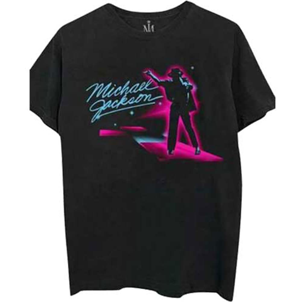 Rockoff Trade Men's Michael Jackson Neon Regular Fit Crew Neck Short Sleeve T - Shirt, Black (Black Black), XX-Large (Manufacturer Size:XX-Large)