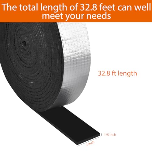 Pipe Insulation Wrap - 2" Wide X 33 Ft Outdoor Pipe Foam Insulation Tape Self Adhesive for Winter Freeze Protection Insulation Wrap- Aluminum Foil Finish