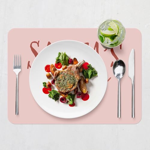 Sets de table en liège pour protéger des taches et rayures napperons de Noël rose - 7