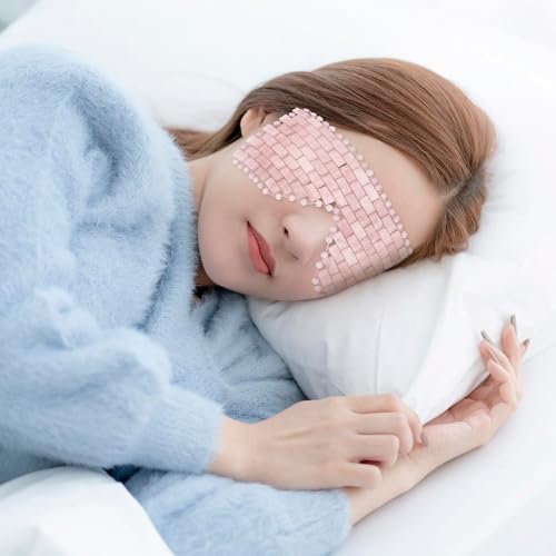 Biiange Máscara ocular de cristal natural, máscara de jade refrescante, máscara de quartzo rosa para