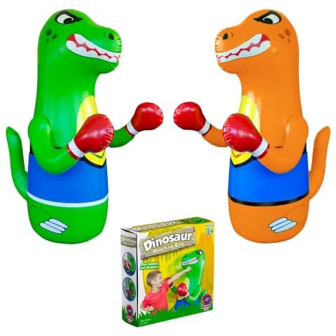 Inflatable Punching Bag for Kids Set - Bop Bag Inflatable Punching Toy Bundle- Inflatable Dinosaur with Instant Bounce Back Movement - Bottom Space Can Use Both Sand and Water (47” Height) Cover