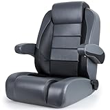 NORTHCAPTAIN Premium Reclining High Back Pontoon Captain's Chair Boat Bucket Seat with Removable Armrest,Charcoal/Black
