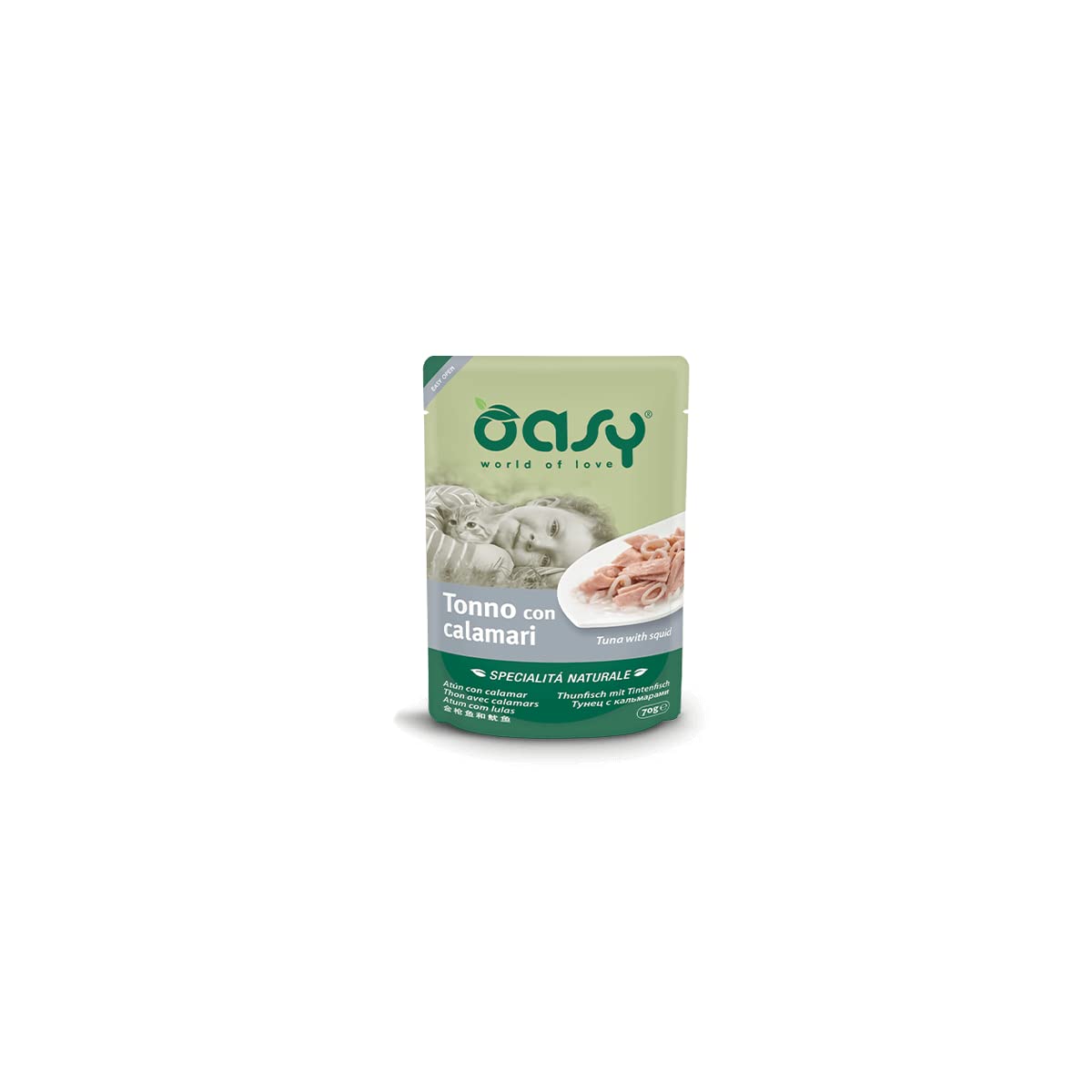 Oasy Naturalna specjalność - tuńczyk z kałamarnicą - wilgotny dla kotów w kopercie 70 Gr