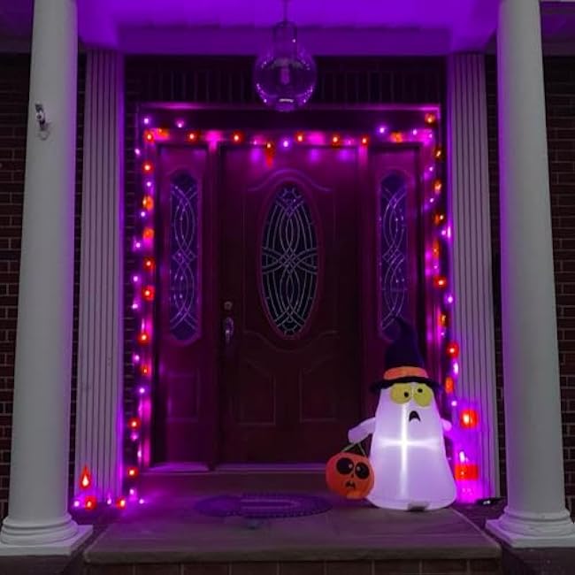 TW SHINE Halloween Lights, 200 LED 66FT Outdoor Halloween Lights Plug in with 8 Modes, Waterproof Halloween Lights Outdoor, Indoor Decorations for Party Yard Haunted House Decor, Orange and Purple