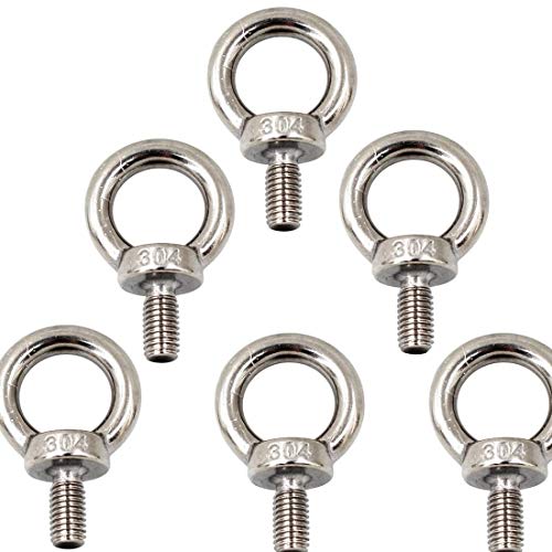 Image of Lifting Ring Eye Bolt M6 /0.24 inch Marine Weight Lift 304 Stainless Steel Male Thread Screws Bolts Rings Eye Bolts Ring Screw 5pcs