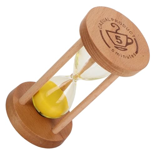 Ipetboom Timer a Clessidra da 5 Minuti, Clessidra per Lavarsi i Denti e Bagno, Decorazione Bagno Gialla 5x9 Cm, Promuove Abitudini Sane e Gestione