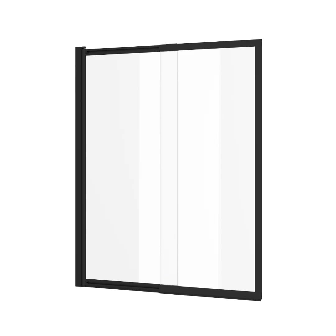 ECOLAM Przegroda do wanny szklana przegroda 110 x 140 cm drzwi przesuwne kabina prysznicowa czarna wkładka