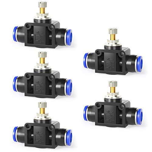 ERGAOBOY 5 pièces 10mm OD vanne de régulation de débit d'air avec raccord Push to Connect, régulateur de vitesse droit (SA10)