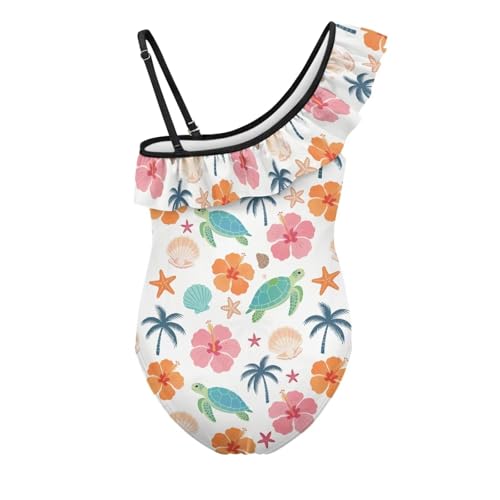 Image of Girls Swimsuit One Piece Ruffle Swimsuit Non-Slip Straps UPF 50+ for Girls Size 3-14 Years