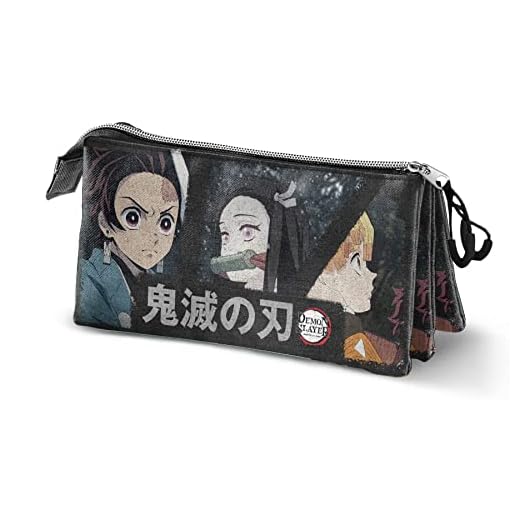 Demon Slayer Taisho-Portatodo Triple FAN 2.0, Negro, 23 x 11 cm