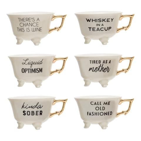 Creative Co-Op Stoneware Teacup Set Cover