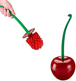 KKmoda Scopino e Supporto per Toilette Scopino per WC in Silicone Scopino a Forma di Ciliegia Set di Spazzole per la Pulizia della Toilette