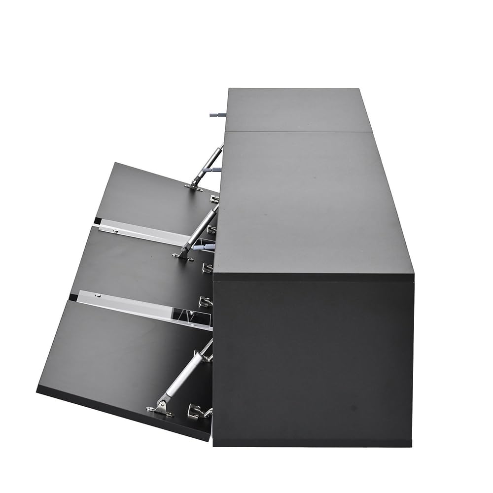Sweiko Meuble TV Suspendu Noir Brillant avec LED App