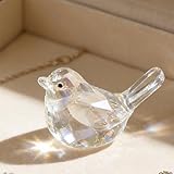 DLXK Crystal Glass Bird Figurines Dazzle Clear Glass Bird Decoration Paperweight Hand Blown Glass Art Animal Collectible Figurines Gift for Women