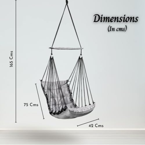 Image of Swingzy Premium Hanging Swing Chair for Kids & Adults | Soft Velvet Hammock Chair with Padded Cushion | Indoor & Outdoor Jhula for Home, Balcony & Garden | Single Seater | Supports Up to 200kg (Grey)