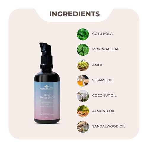 Image of SONARK'S NISARGA HERBS Ayurvedic Baby Massage Oil - Gentle & Natural Nourishment for Sensitive Skin, Muscle Strength & Restful Sleep - Soothing Herbal Blend