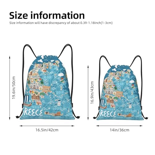 Greece Map Print Drawstring Bag Yoga Bag Gym Bag Sackpack Sports Beach Backpack for Men Women4