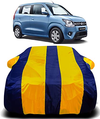 Image of Waterproof Car Cover with Ultra Surface Body Protection (Yellow Stripes) (Maruti Suzuki WagonR New 2019)