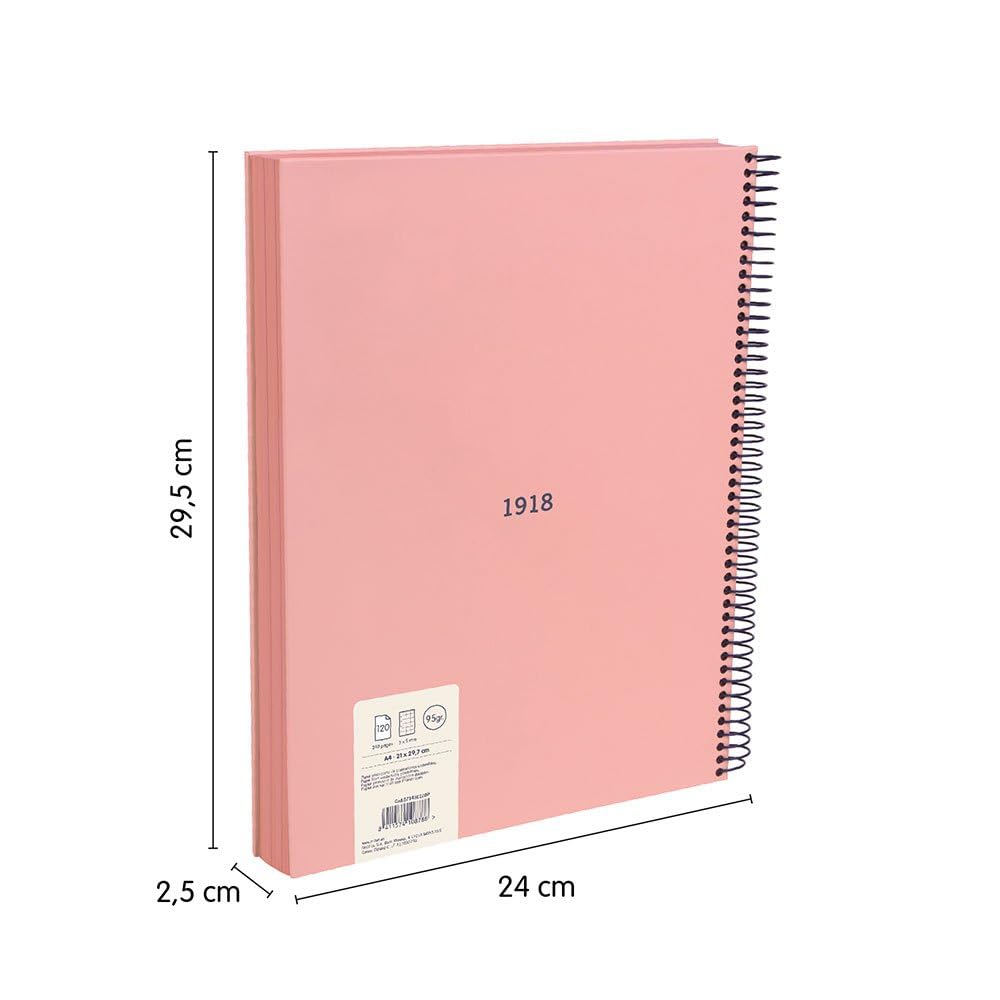 MILAN® A4 Hardcover Notebook - 5 x 5mm Squared Paper - 120 Sheets 95gsm - Rubber Collection 430 Pink - Image 3