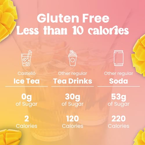 Castello since 1907 Instant Eistee Pulver Zuckerfrei | Mango | 36 Sticks für 18 Liter | Zero Kalorien | Ohne Aspartam