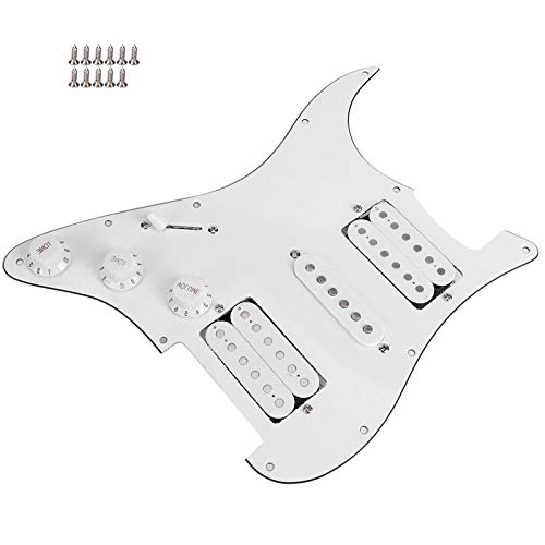 Electric Guitar Pickguard Humbucker with Pre-Wired HSH Pickup for Electric Guitar Replacement Parts (White), Playing Acc