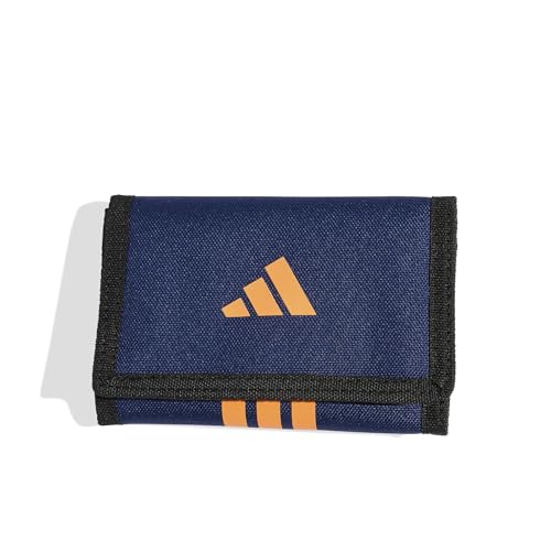 adidas Unisex Essentials 3-Streifen Geldbörse, Dunkelblau/Orange, One Size