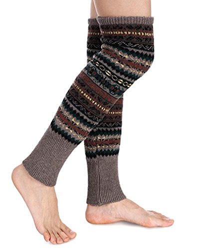 Santwo Women Knee High Socks Winter Bohemian Boot Cuffs Knit Crochet Leg Warmers (Khaki) #TOP1