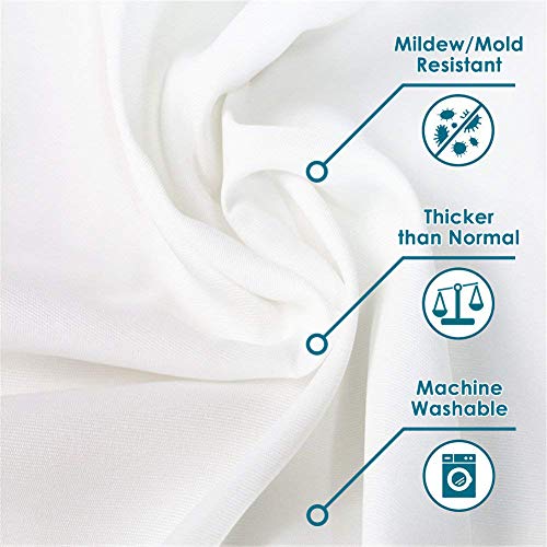 Lanmeng Solid Fabric Extra Long Shower Curtain Liner For Bathroom, Hotel Quality Machine Washable (72-By-78 Inch, White) #TOP3