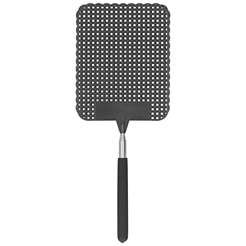 Pilipane Fly Swatter,Durable Flexible Telescopic Bug and Fly Swatter,Fly Swatter Heavy Duty,Plastic Fly Swatter with Stainless Steel Rod,Flyswatter Swatter,for Indoor Outdoor Classroom Office(Black)