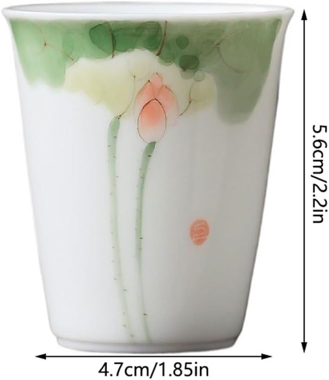 GSOUL Kungfu Tea cup Handmade Small Teacup Hand-painted Lotus Kung Fu Tea Set Personal Drinking Cup Chinese Water Small Tea Cups