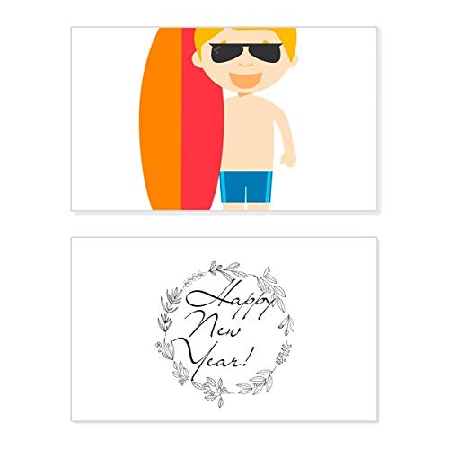 Tarjeta de Año Nuevo conmemorativa Naked Surfing Australia con mensaje de bendición y diseño surf