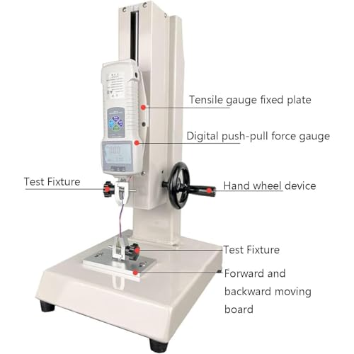 Digital Tensile Testing Machine 10-1000N, Manual Force Gauge with 5 Probes, Hand Crank Vertical Force Tester for Compression & Tension Measurement, Durable Quality